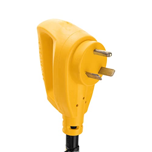Camco Power Grip 25-Ft 30 Amp RV Extension Cord w/Locking End - Rated for 125V / 3,750W - Features Threaded Locking Ring for Weatherproof Connection & RV Power Cord 90° Head (55501) (Pack of 2) - size: 25-Foot (Pack of 2), style: Locking End