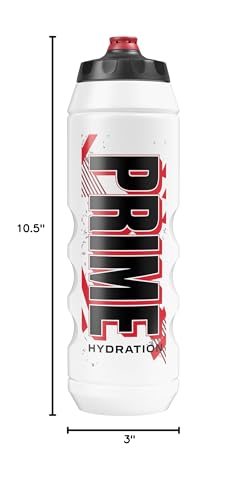 PRIME 32 oz Red & Black Graphic Squeeze Sports Water Bottle, BPA Free, Dishwasher Safe, Easy-Grip Ergonomic Leakproof Design, Fast Hydration for Gym, Cycling, Running - color: Red Black