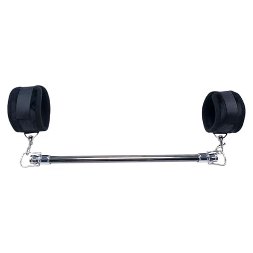 Spreader Bar Stainless Steel Vintage Black Bar with 2pcs Adjustable Straps,Sports Aid Training Fitness Gear Pilates Aid Kit, Home Restore Pilates Indoor Yoga Set - style: Fixed Silver+Black Furry Kit