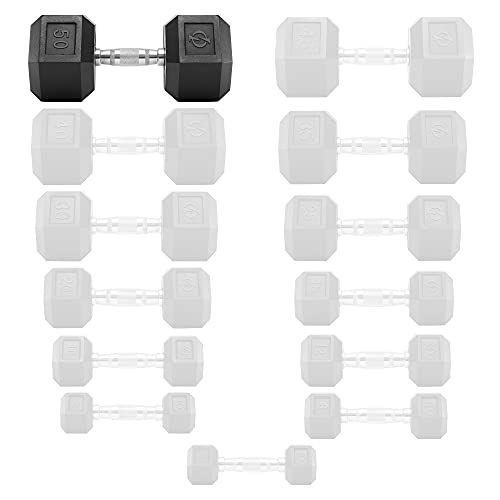 Philosophy Gym Rubber Coated Hex Dumbbell Hand Weights - style: 50 lb - Single