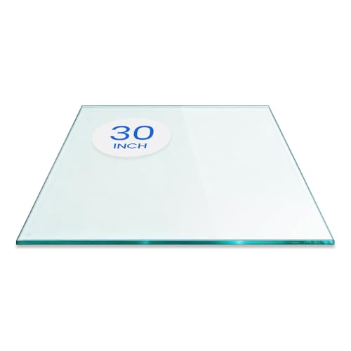 Dulles Glass 30 inch Square Glass Table Top - Tempered - 3/8" Thick Glass Surface, Safe Flat Polished, Eased Corners, Multipurpose for Dining Table, Patio, Coffee and End Table - size: 30 inch, style: 3/8" thick - Flat Polished - Eased Corners