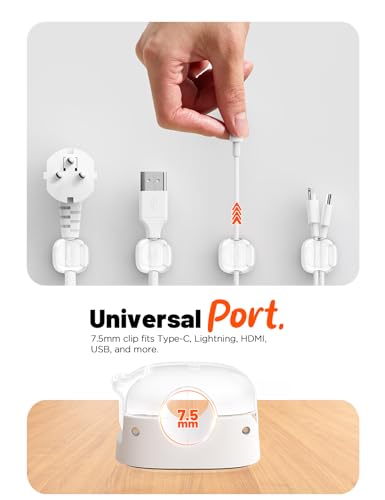 Cable Clips,8 Pack Cord Holder Cord Organizer [1s Lock & Strongest Adhesive] Spring Cord Clips Phone Charger Wire Desk Cable Management Nightstand Home Office School Decor Women Desk Accessories White - color: White, size: 8 Pack