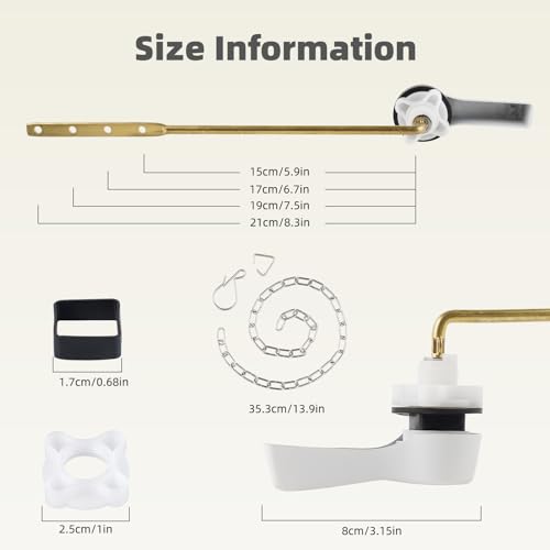 Universal Front Mount Metal Toilet Handle Replacement, Solid Brass, White | Toilet Flush Handle Lever with Adjustable Stainless Steel Chain, Compatible with Kohler, American Standard, TOTO, Mansfield - color: White, style: Front Mount Design
