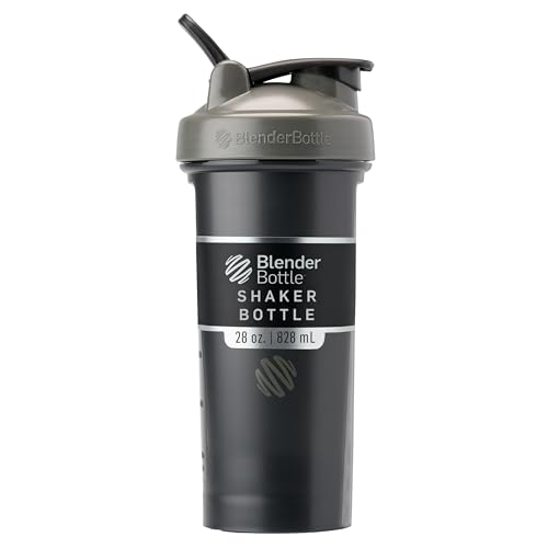 BlenderBottle Classic V2 Shaker Bottle Perfect for Protein Shakes and Pre Workout, 28-Ounce, Grey/Black, Black Shadow - color: Black Shadow, size: 28 Ounces