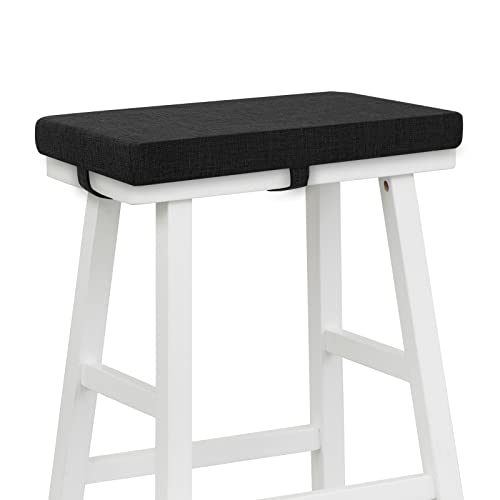 Tromlycs Saddle Bar Stool Cushion Rectangle Small Bench Cushion, Black | Rectangular Seat Cushion, Rectangle Bar Stool Cover Pad, Kitchen Farmhouse, with Strap Ties, 18x9.5 Inch - color: Black