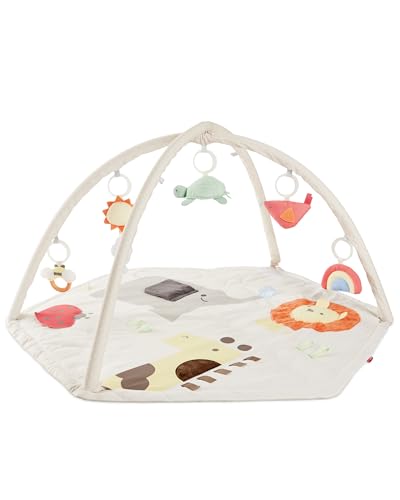 Skip Hop Baby Play Gym 3-in-1 Sensory Tummy Time Activity Mat with 17+ Skill-Building Developmental Activities, 14 Animals & Shapes, 5 Hanging Toys and Crocodile Mirror, Geometric Wonders, Age 0-2y - color: Geometric Wonders Play Gym