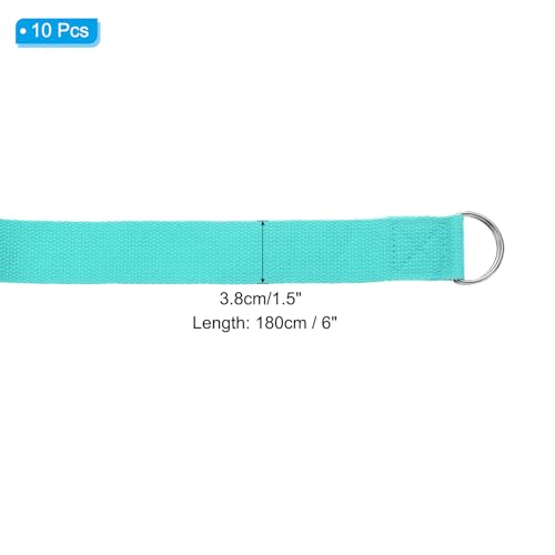 PATIKIL Yoga Strap for Stretching, Cotton Yoga Belt with Adjustable Metal D-Ring Buckle Stretch Band for Fitness Pilates - color: Lake Green