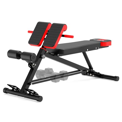 K KiNGKANG Adjustable Weight Bench,Multi-Functional Roman Chair for Full All-in-One Body Workout Hyper Back Extension and Sit up - color: Black