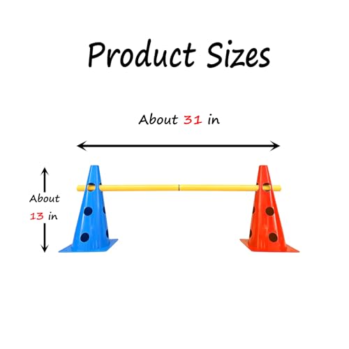 TNZMART Dog Agility Jumps Hurdles and Weave Poles Training Equipment Set Adjustable Dog Cones Obstacle Course for Backyard Portable Canine Exercise Kit with Carry Bag (Mix 4, 13 in) - size: 13 in