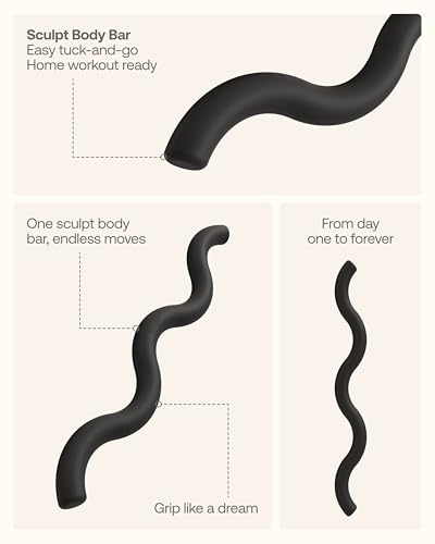 BetterMe Sculpt Body Bar – Weighted Exercise Bar for Strength Training – Home Gym Workout Barbell for Squats, Deadlifts, Curls & Full Body Workouts - color: Black
