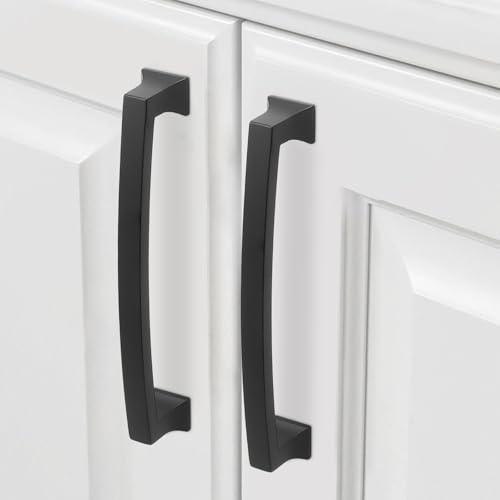 COTYKILEY 10 Pack 5 Inch(128mm) Matte Black Cabinet Handles Black Kitchen Cabinet Pulls Cabinet Door Handles Kitchen Cabinet Hardware Cupboard Drawer Pulls Dresser Handles - color: Matte Black, size: 5" Hole Center（128MM）
