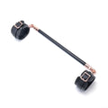 Spreader Bar Wooden Black PU Bar Home Gym with 2pcs Furry Black Adjustable Straps,Sports Aid Training Fitness Gear Pilates Aid Kit,Indoor Yoga Set - style: Black-Gold+Black Overlap Kit