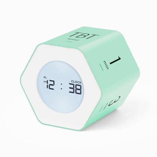 mooas Multi-Hexagon Clock Cube, Digital Clock, Pomodoro Timer, Backlit Display 12/24H Mode Count up & Countdown Timer, Rotating Various Time Presets for Classroom, Gym, Kitchen (Mint) - color: Mint
