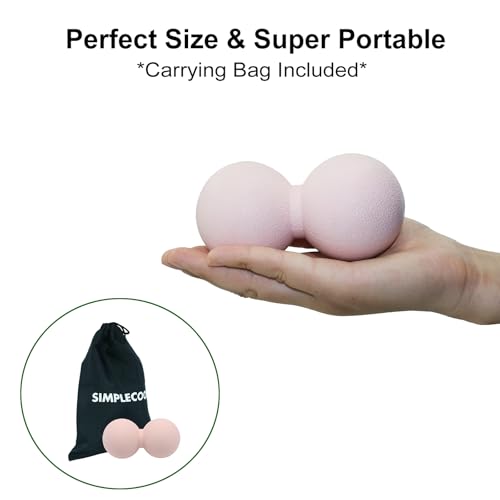 Small Hard Peanut Massage Ball, Double Ball Peanut Roller Mobility Massager Tool for Deep Tissue Massage Physical Therapy Myofascial Release Trigger Point Muscle Relax Pain Relief Acupressure (Pink) - color: Pink