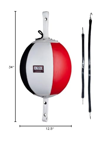Ringside Leather Boxing Double End Bag - Speed & Reflex Punching Target with Bungee Cables for MMA, Muay Thai, and Striking Accuracy - size: 7"