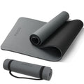 PAIDU Yoga Mat Non Slip Anti-tear,extra thick-2/5 inch（10MM）High Resiliency Professional POE Yoga Mats for Women Men Kids,72"x24"inch,Workout, Yoga, Pilates and Floor Exercise, with Carrier Strap - color: Grey+Black.