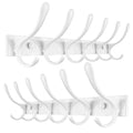 SKOLOO Heavy Duty Wall Mounted Coat Rack - 6 Hooks, Stainless Steel, Pack of 2, Sturdy Coat Hooks for Hanging Clothes, Jacket, Hat, White - color: White, size: 6 Hook(2 Pack)
