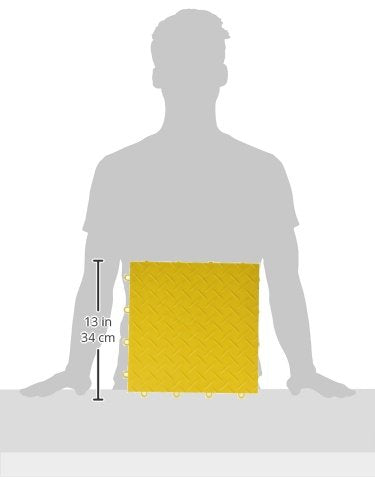 Big Floors RaceDeck Garage Floor Tiles, Interlocking Garage Flooring, Diamond Plate Pattern Heavy-Duty Copolymer Modular Tile (Yellow, 12 Pack of 12 x 12" Tiles, 12 Sq Ft) - color: Yellow, size: 12 Pack