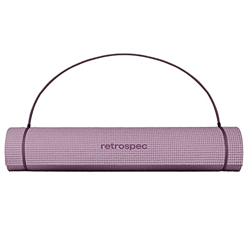 Retrospec Pismo Yoga Mat w/Nylon Strap for Men & Women - Non Slip Exercise Mat for Yoga, Pilates, Stretching, Floor & Fitness Workouts, .5mm Thick, Easy to Clean - color: Violet Haze