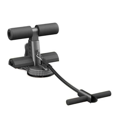 Ab Training Auxiliary Device, Foldable Ab Trainer- Sit Up Bar Assistance Device with 2 Suction Cups, Adjustable Sit Up Machine with Resistance Band, Full Body Muscles Training for Women & Men, Exercise Equipment for Home Workouts - color: Black