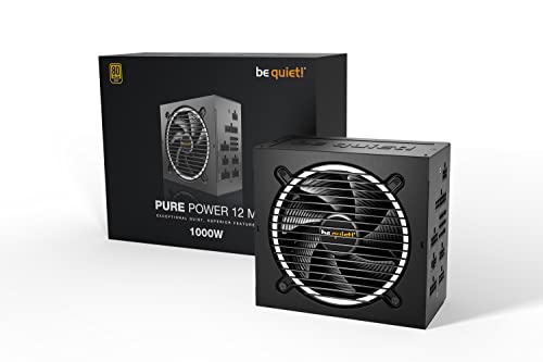 be quiet! Pure Power 12 M 1000W Modular Power Supply | 80 Plus® Gold | ATX 3.1 | PCIe 5.0 GPUs and 6+2 pin connectors | 12VHPWR Cable Included | Silent 120mm be quiet! Fan - BN506 I 10 Year Warranty - size: 1000W, style: 12 M