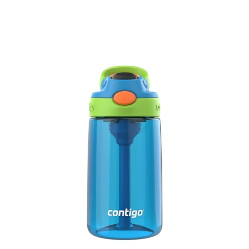Contigo Autospout Kids Water Bottle 14oz Single Pack Blue Poppy/Cool Lime - color: Blue Poppy/Cool Lime, size: 14 oz (Pack of 1)