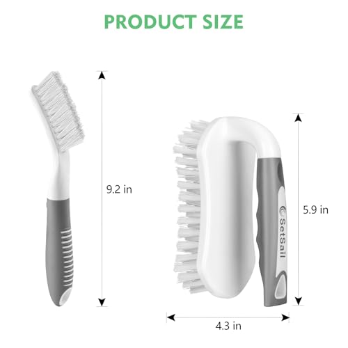 SetSail Scrub Brush, Heavy-Duty Scrub Brushes for Cleaning Grey White | Heavy-Duty Scrub Brushes for Cleaning Shower, Bathroom, Carpet, Kitchen and Bathtub Scrubber - 4 Pack - color: Grey White, size: 4-pack