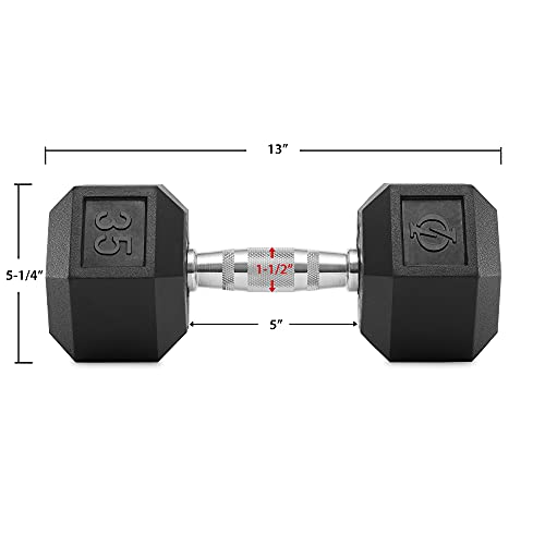 Philosophy Gym Rubber Coated Hex Dumbbell Hand Weights - style: 35 lb - Single