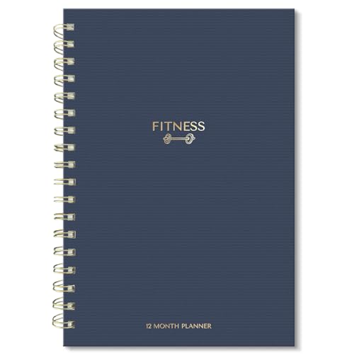 Sweetzer & Orange Fitness Planner Notebook – 6" x 8.5" Workout Log Book & Fitness Journal – 129 Pages with Measurement Tracker, Weight Tracker, Workout Planner, Food Log, 30 Day Challenge & Notes – Gold Spiral
