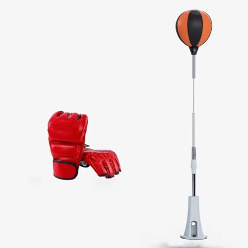 Punching Bag with Stand Home Suction Cup, Freestanding Reflex Punching Bag with Boxing Gloves, Adjustable Height Speed Bag for Adults & Teens, Home Gym Workout, Stress Relief Training
