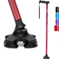 REHAND Walking Cane for Men & Women - Foldable, Adjustable, Lightweight, Self Standing Pivot Walking Cane, Soft Handle Grip, with Travel Bag, Walking Sticks for Seniors & Adults - color: Red