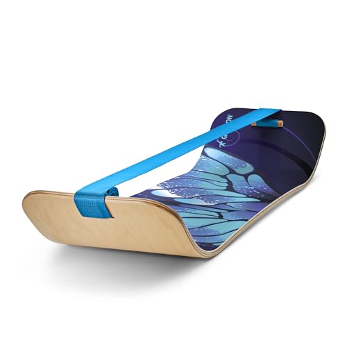 GIBBON SlackBoard, Balance Board Kids & Adults, Slackline Balance Trainer | 1 & 2 Line Options, Slack Board, Core Workout Equipment, Home Gym Training, Standing Desk Exercise, Yoga, Agility, Pilates - color: Butterfly - 1 Line