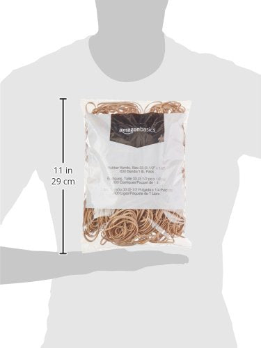 Amazon Basics Rubber Bands, Office Supplies, Size 33 (3-1/2 x 1/8 Inch), Stretchy, 600 Bands/1 lb Pack, 3-Pack, Tan - size: Size 33, style: 3-Pack