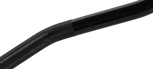 Signature Fitness Standard Threaded Curl Barbell Curl Bar with Collars, 48 inch, Black