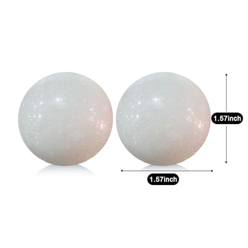 Natural Marble Baoding Chinese Meditation Balls, Stress Relief Hand Exercise Therapy Set with an Upgraded Shockproof Imitation Wood Box, 2-Piece Set,White Medium-1.57" - color: White, size: Medium-1.57"