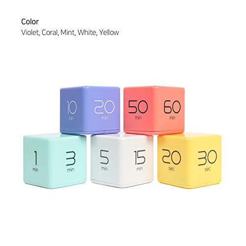 mooas Cube Timer (White), Timers Cube Flip Block Timers Productivity Gravity Sensor Time Management for Kids ADHD Classroom Kitchen Desk Workout Cooking Study 5, 15, 30, 60 min Timer Setting - color: White