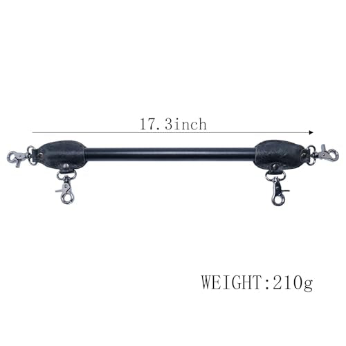 Wooden PU Spreader Bar with 4pcs PU Adjustable Straps,Workout Bar for Home Gym Training Bar,Portable Detachable Pilates Kit - style: Embossed Black+PU Purple Kit