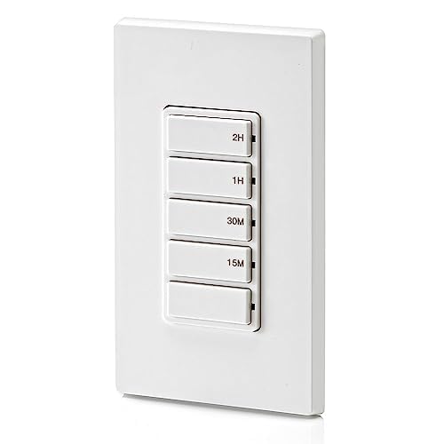Leviton Countdown Switch for lights, attic, heaters, pool pumps, 15-30 min, 1-2 hour, Neutral Wire Required, 20A, 1 HP/16A Fan/Motor, Single Pole, Multi-Way or Multi-Timer, DT202-1LW, White - style: 1-2 hour, Neutral Wire Required