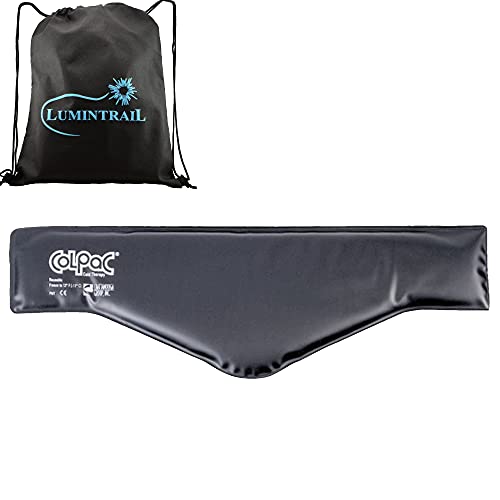 Chattanooga ColPac, Reusable Gel Ice Pack, Cold Therapy for Neck, Shoulder, Upper Back for Headaches, Inflammation, 21" Neck Contour, Black Polyurethane, with a Lumintrail Drawstring Bag - color: Black, size: Neck Contour
