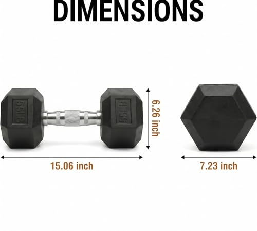 5-100 lb Rubber Hex Dumbbell Set - size: 55 lb, Pair