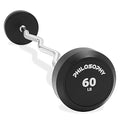 Philosophy Gym Rubber Fixed Barbell, Pre-Loaded Weight EZ Curl Bar for Strength Training & Weightlifting - style: 60 LB