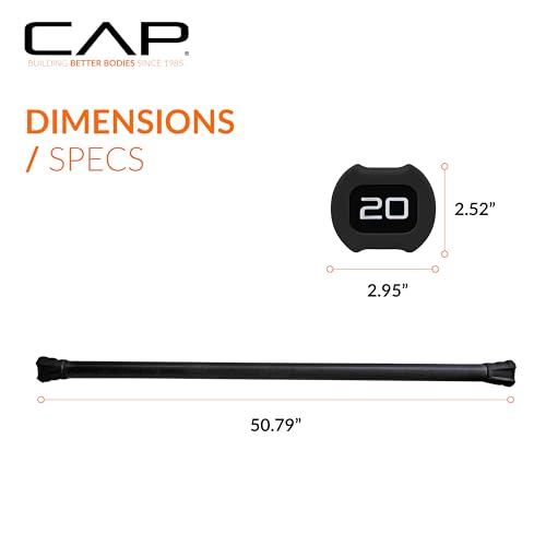 CAP Barbell Weighted Workout Bar | 5-20 lb | Multiple Options - style: 20 LB, Black