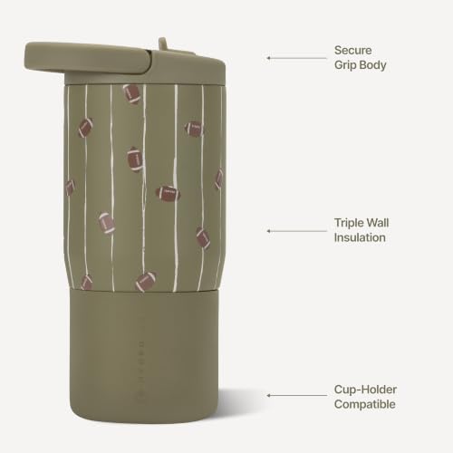 HydroJug Sport 14 oz Insulated Kids Water Bottle with Straw, Football - color: Football, size: 14oz