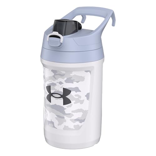 Under Armour 32 oz Insulated Water Bottles - Sports Water Jug with Fence Hook, Leak Resistant for Baseball, Football & More, 32 oz Insulated, White Woodland - color: White Woodland, size: 32 Ounces
