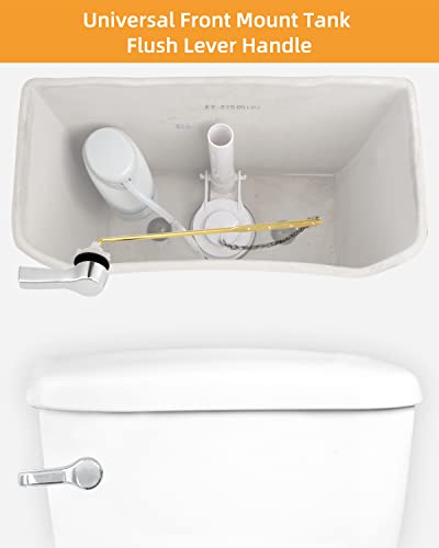 Hibbent Universal Metal Front Mount Toilet Handle Replacement Kit, Chrome | Toilet Bowl Flush Handle with Solid Brass Toilet Flush Tank Lever, Stainless Steel Flapper Chains for Most Toilet Tanks - color: Chrome, style: Upgraded Front Mount