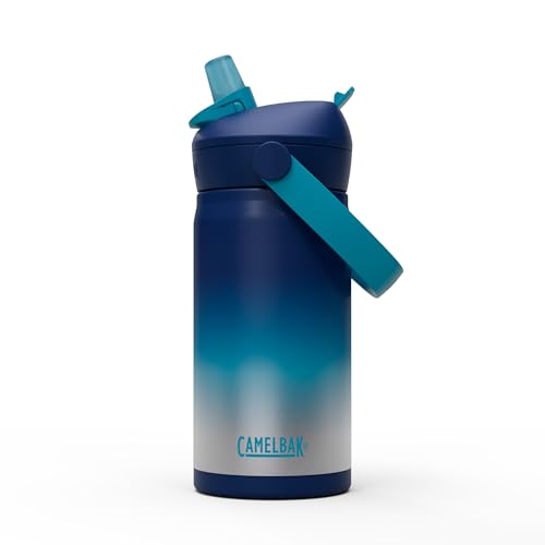CamelBak Thrive Flip Straw Kids Insulated Stainless Steel Water Bottle with Bite Valve, Spill Resistant Easy Sip Design for School and Play, 12oz, Blue Haze - color: Blue Haze