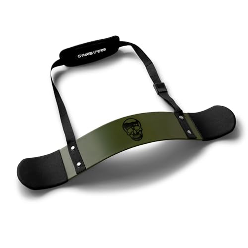 Gymreapers Bicep Arm Blaster - Bicep Curl Isolator w/Contoured, Padded Edges - Adjustable Bicep Bomber for Weightlifting & Bodybuilding - color: Military Green