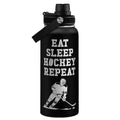SANDJEST Ice Hockey Insulated Engraved Stainless Steel Water Bottle 32oz, Vacuum Chug Lid Travel Tumbler For Men Friends Hockey Lovers Fans Coaches,Birthday Christmas - color: Ice Hockey