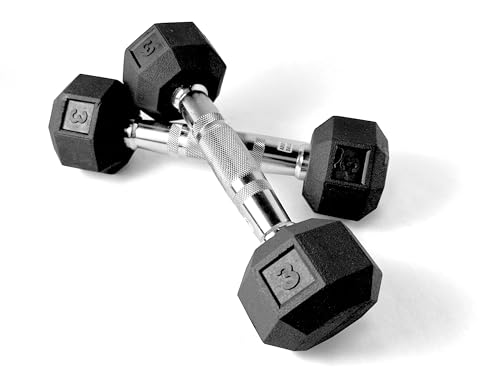Ader 2lb-120lb Black Octagon Rubber Dumbbells Pair - size: 3lb.8.12.18.25lb