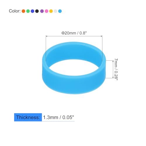 uxcell 20Pcs Silicone Rubber Bands, 20x7mm Rubber Bands Rings Cable Ties Strong Elastic Bands for Cord Wrapping Bag Wraps, Red/Orange/Yellow/Green/Dark Blue/Blue/Purple/Black/White/Pink